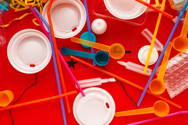 Colorful Plastic Rubbish Garbage Pile Conceptual Image Environmental Pollution Consumerism — Stock Photo, Image