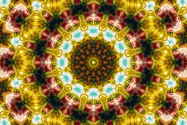 Organický Abstraktní Kaleidoskop Vzorkem Pozadí Barevné Reflexní Zrcadlení Pozadí Jako — Stock fotografie