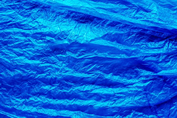 Textura Material Lámina Plástico Azul Arrugado Como Fondo Abstracto — Foto de Stock