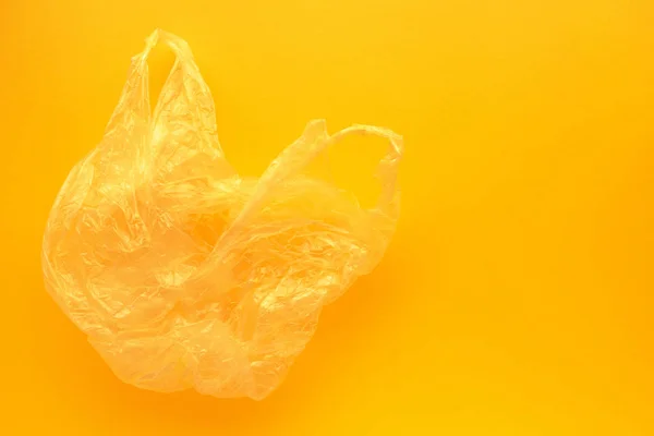 Sac Plastique Jaune Image Fond Conceptuelle Pollution Environnement — Photo