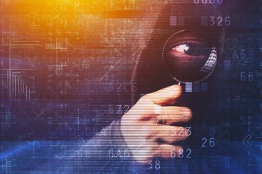 Yapay zeka web bot kavramı, karışık teknik grafik arama