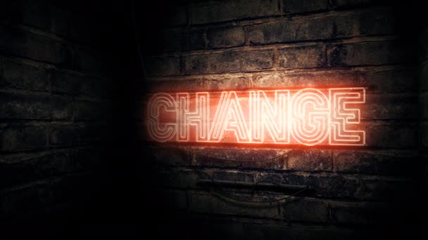 Change Neon Sign Brick Wall Rendering Animation — Stock Video