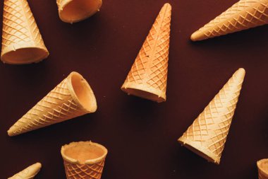 Dondurma koni yukarıdan en az düz kompozisyon kopya alanı ile yatıyordu.