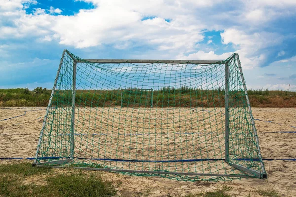 Beach Soccer Goal Sand Nobody Pitch — Stock Photo, Image