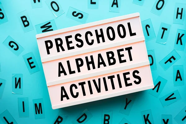 Preschool Alfabet Activiteiten Concept Met Lightbox — Stockfoto