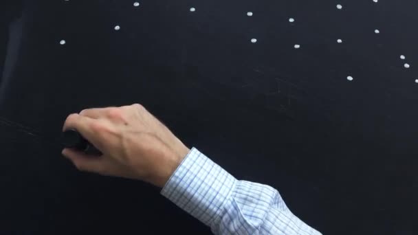 Foguete Espacial Com Planetas Estrelas Doodle Desenho Quadro Negro Volta — Vídeo de Stock