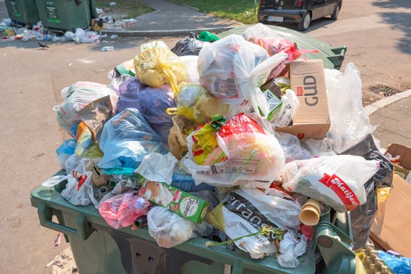 세르비아 2018 폐기물 쓰레기 노비에서 컨테이너 — 스톡 사진