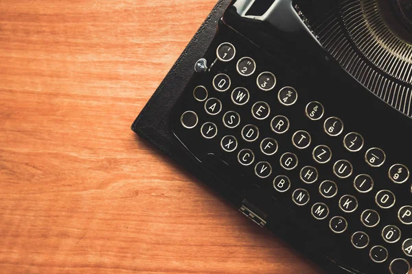 Alte Schreibmaschine Auf Schreibtisch Von Oben Betrachtet Flaches Laien Konzeptbild — Stockfoto