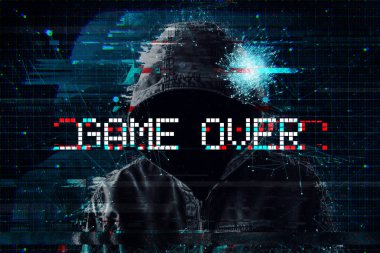 Oyun kavramı başlıklı video gamer ve aksaklık etkisi ile bitti