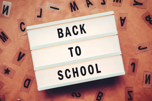 Back School Concept Letters Lightbox — Stock Photo, Image