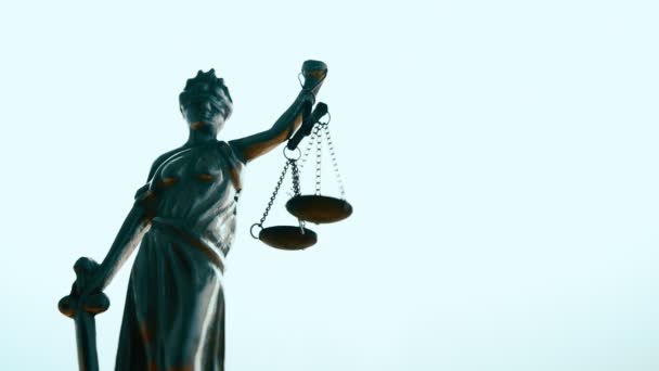 Standbeeld Van Justitie Het Vast Bureau Juridische Zaken — Stockvideo