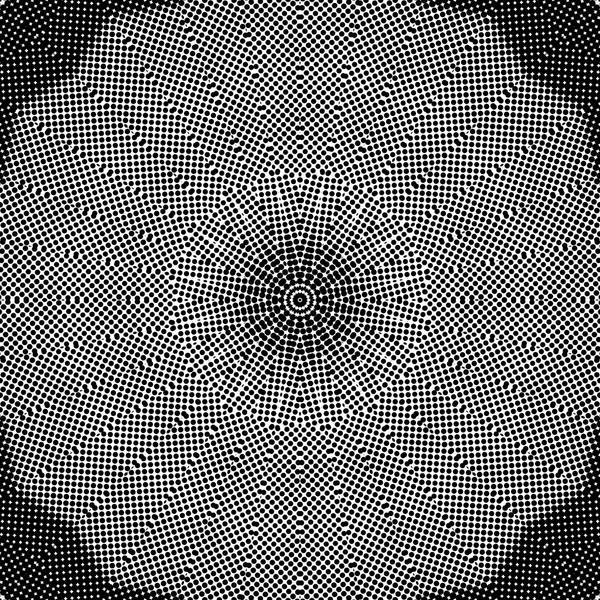 Black and white halftone kaleidoscope effect pattern as graphic design background, illustration