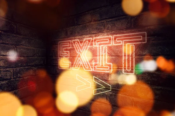 Exit Neon Sign Mounted Brick Wall Conceptual Rendering Illustration — Stock Photo, Image