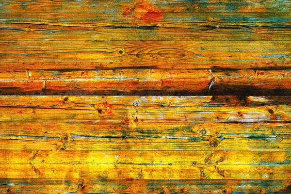 黄色的天气磨损木板表面作为背景 粗糙的划痕复古纹理 — 图库照片