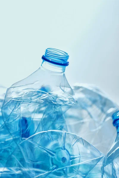 Bottiglie Plastica Schiacciata Mucchio Pronto Riciclaggio — Foto Stock