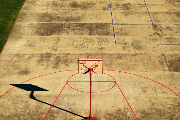 Vista Aérea Cancha Baloncesto Aire Libre Vacía Caluroso Día Verano — Foto de Stock