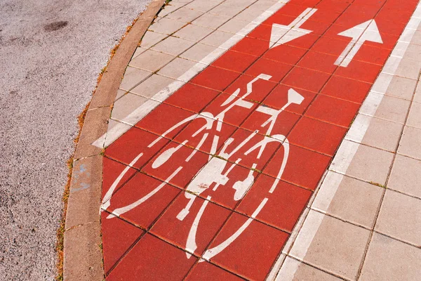Kerékpár Sáv Szimbólum Járdán Irány Nyilak — Stock Fotó
