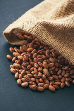 Pinto fasulye çuval bezi, çuval, sağlıklı baklagil fasulye, seçici odak