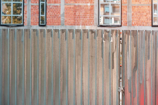 Corrugated Metal Fence Construction Site Urban Details Backgrounds — Stock Photo, Image