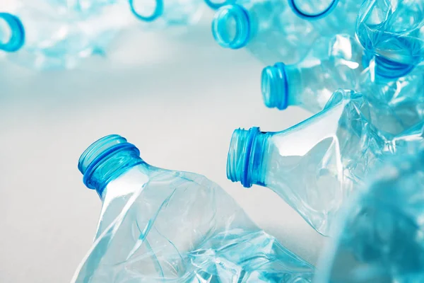 Bottiglie Plastica Schiacciata Mucchio Pronto Riciclaggio — Foto Stock