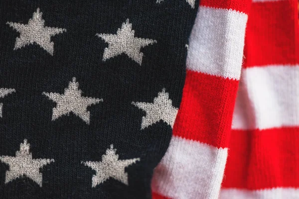 Ubranie Wzór Flagi Usa Zbliżenie Selektywnej Ostrości — Zdjęcie stockowe
