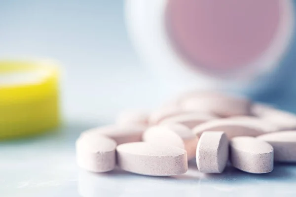 Szelektív Összpontosít Közelről Vitamin Kiegészítés Pills — Stock Fotó