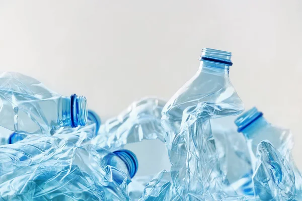 Bottiglie Plastica Schiacciata Mucchio Pronto Riciclaggio — Foto Stock