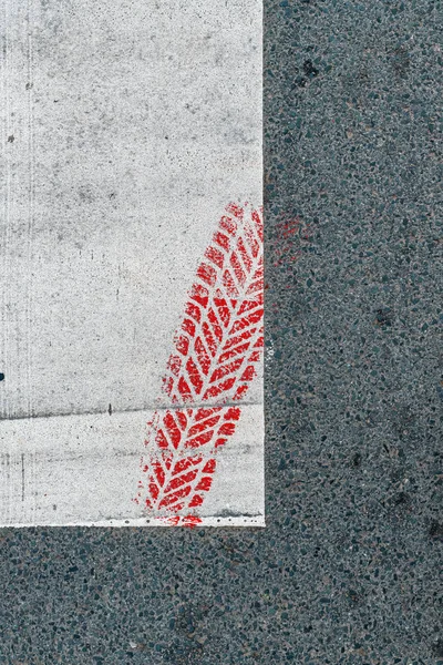 Rode Auto Band Markering Voetgangersoversteekplaats Verkeersongevallen Veiligheidsconcept — Stockfoto