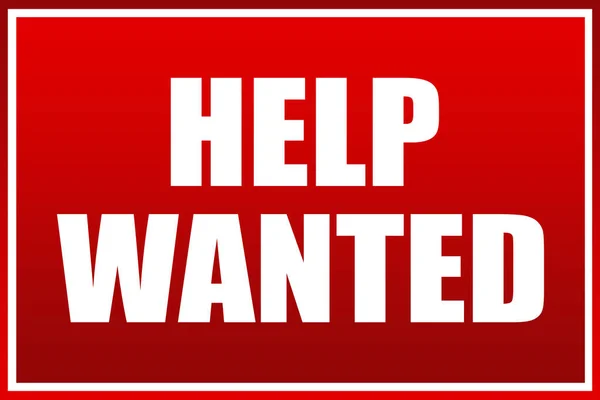 Help Wanted Sign Illustration White Letters Red Background — Stock Photo, Image