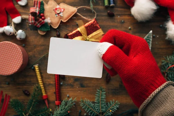 Karácsonyi Névjegykártya Modell Akár Tartott Keze Tábla Különböző Holiday Dekorációk — Stock Fotó
