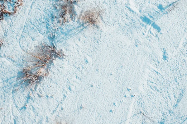 Αεροφωτογραφία Του Χιονισμένο Σκουπιδότοπο Γυμνά Δέντρα Που Ρίχνει Σκιά Στο — Φωτογραφία Αρχείου
