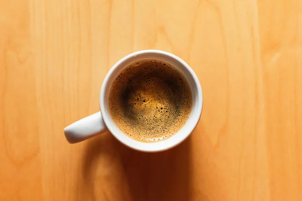 Kaffeetasse Morgen Auf Dem Tisch Draufsicht Mit Kopierraum — Stockfoto