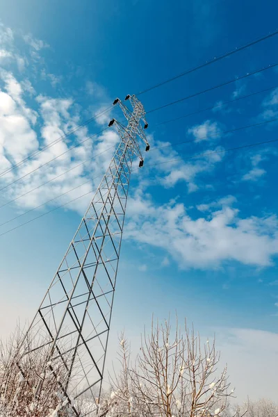 Fryst Pylon Makt Och Energi Industriella Koncept — Stockfoto