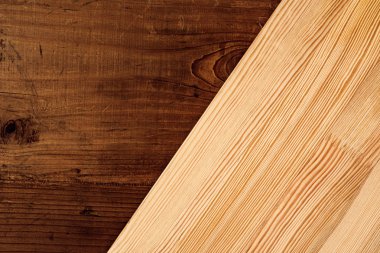 Ahşap tahta panoları dokulu arka plan, eski hava yukarıda yeni yönetim kurulu bir yıpranmış