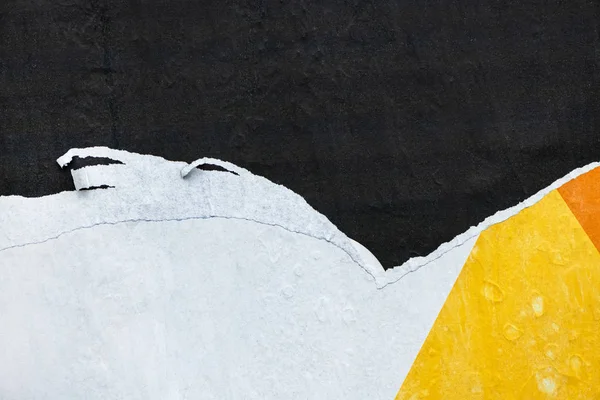 Разорванная Текстура Плаката Лохмотьями Черный Белый Желтый Красочный Фон — стоковое фото