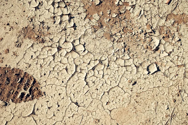 Nsan Izi Veya Kuru Mudcrack Zemin Yüzeyi Ayak Izi — Stok fotoğraf