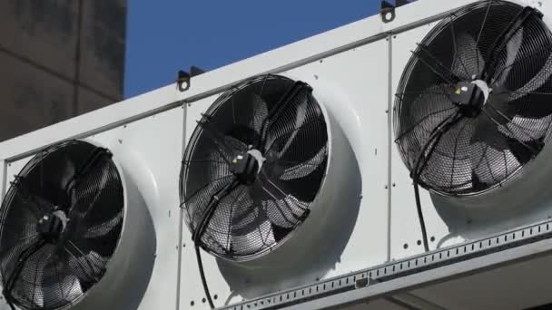 Industriële Lucht Voorwaarde Fan Compressor Operatie Grote Supermarkt Opslaan — Stockvideo
