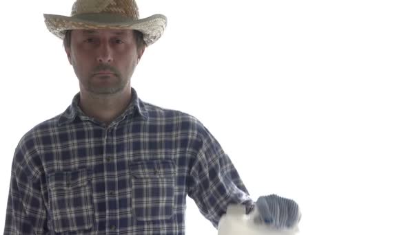 Agriculteur Recommande Des Pesticides Chimiques Pour Protection Des Cultures Images — Video