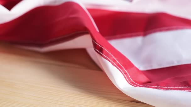 Usa Flag Close Dolly Slider Shot American Banner Stars Stripes — Stock Video