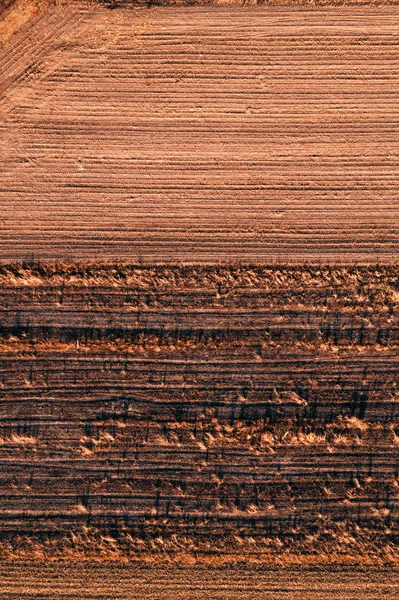 Vue aérienne du chaume de champ du point de vue du drone — Photo