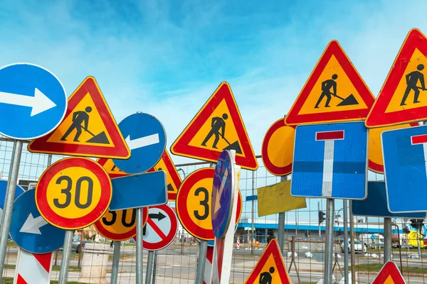 Lot of traffic signs — Stock Photo, Image