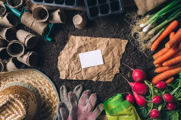 Espacio de copia de papel arrugado para el concepto de agricultura ecológica, vista superior — Foto de Stock