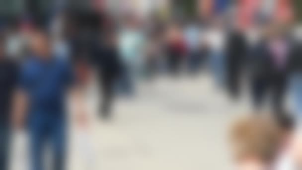 Street Crowd Blur Background Group Unrecognizable People Crowded Pedestrian Walkway — Wideo stockowe