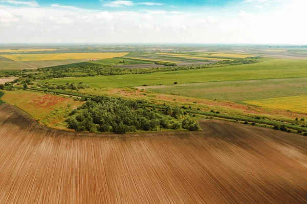 Plain landschap luchtfoto van drone POV — Stockfoto