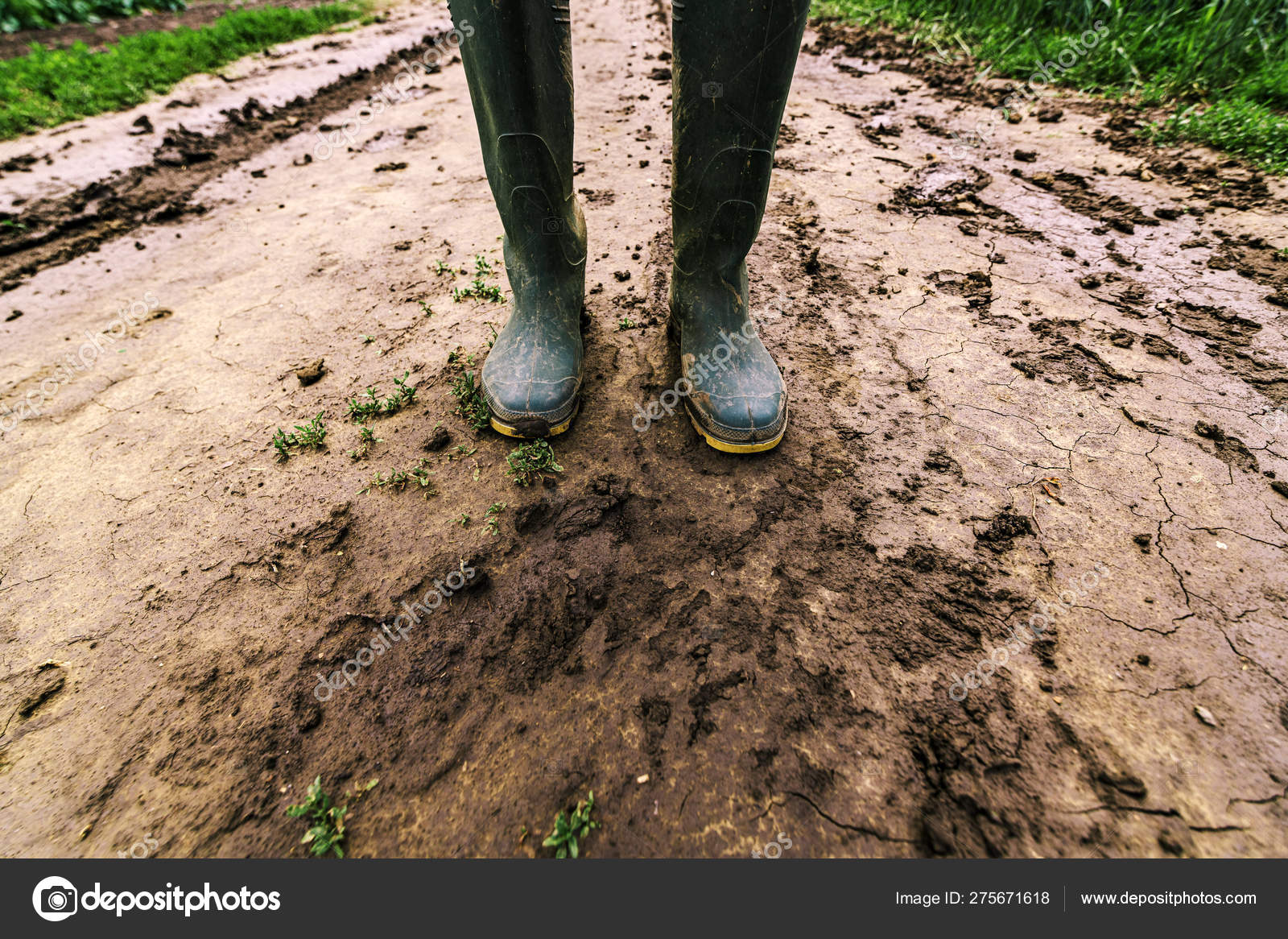 muddy rain boots