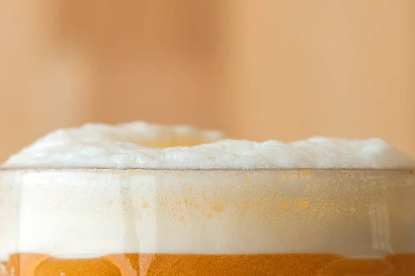 Beer head or collar, frothy foam on top of beverage — Stock Photo, Image