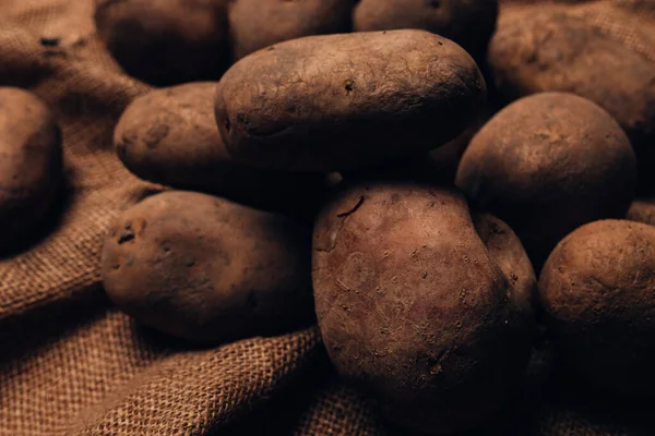 Haufen Geernteter Kartoffelknollen Selektiver Fokus — Stockfoto