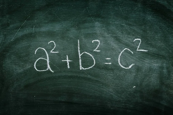 Teorema Pitagórico Sobre Pizarra Verde Educación Matemática Básica — Foto de Stock