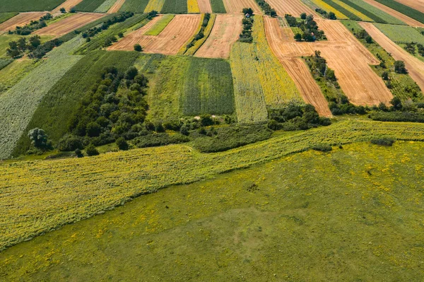 Vista Aérea Del Paisaje Rural Región Banat Provincia Voivodina Norte — Foto de Stock