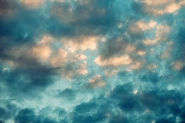 Coucher Soleil Été Ciel Avec Des Nuages Comme Fond Naturel — Photo